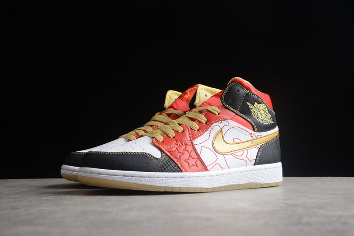 jordan 1 mid xq white black sport red - dv0576-176
