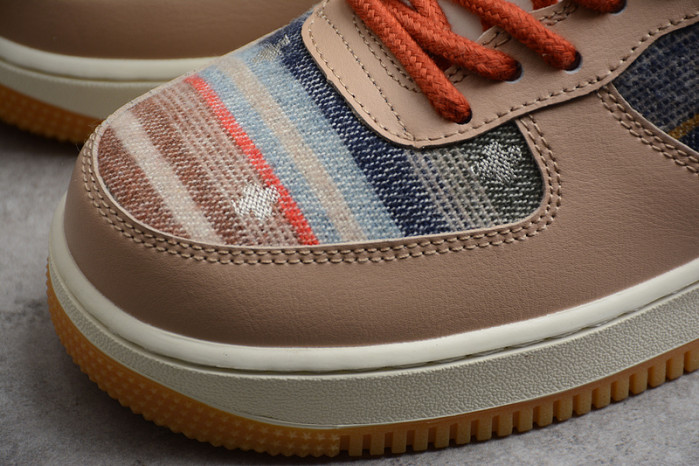 nike air force 1 07 ess white brown metallic gold shoes cw2288-686