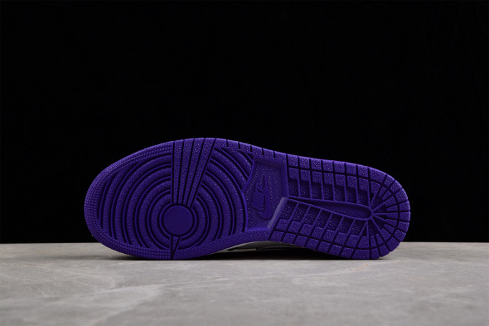 jordan 1 mid white black purple - 554724-095