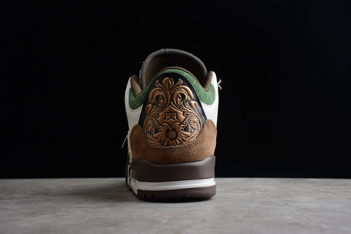 air jordan 3 retro se white dark brown green shoes   398614-500