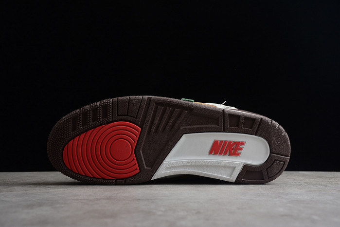 air jordan 3 retro se white dark brown green shoes   398614-500