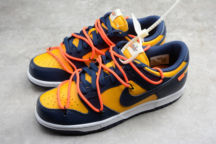 nike dunk low ow university gold midnight navy ct0856-700