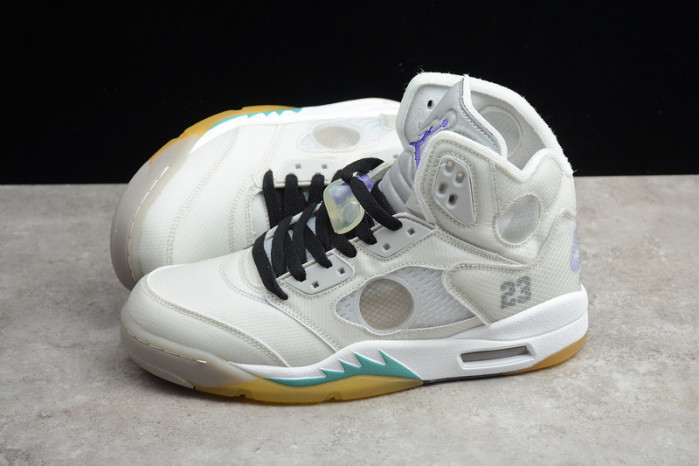 2020 ow x air jordan 5 grey/green-white ct8480-105