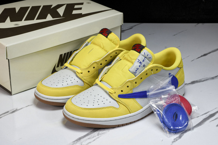 travis scott x air jordan aj 1 low“canary”   dz4137-700