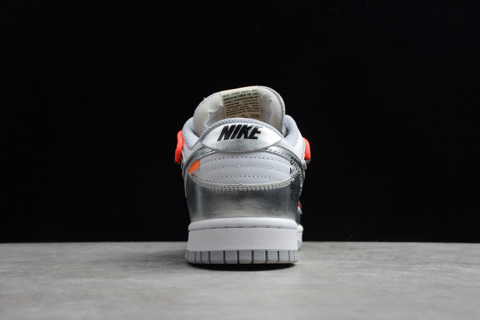 ow x nike sb dunk low lthr ow silver white red ct0856-800