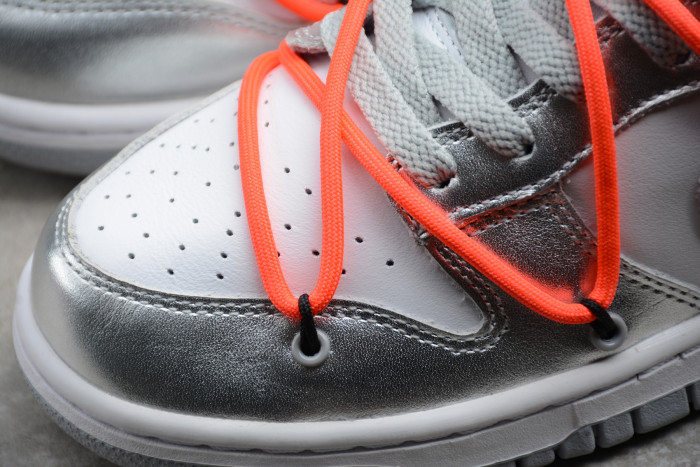 ow x nike sb dunk low lthr ow silver white red ct0856-800